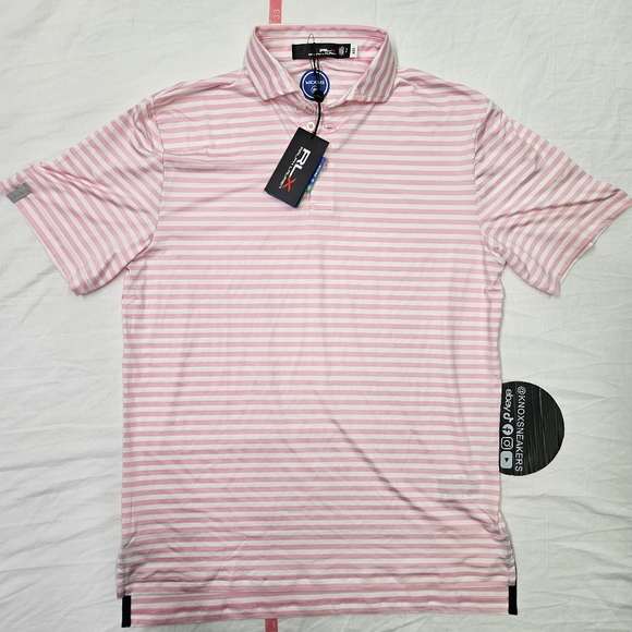 RLX Ralph Lauren Performance Golf Polo Shirt Pink White Men's Size Small